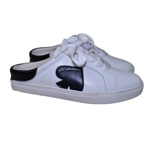 Kate Spade Charli Mule Sneakers 10 White Black Leather Slip On